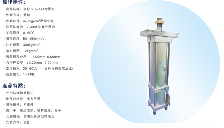 JRNT复合迷你倒装型气液增压缸操作条件